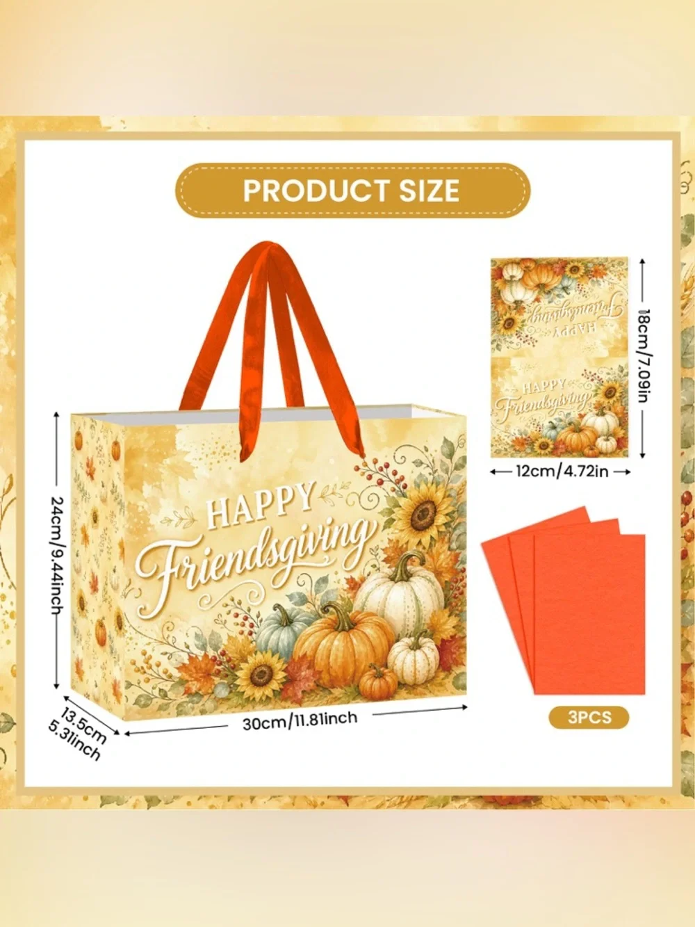 Happy Friendsgiving Gift Bag with Orange Tissue - Seasonal Home Party Supplies